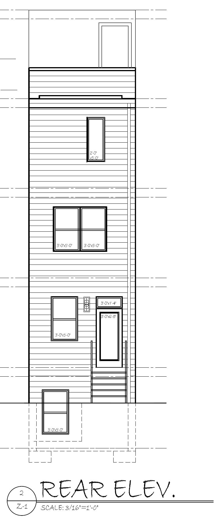 1027 West Arizona Street. Rear building elevation. Credit: KCA Design Associates via the City of Philadelphia