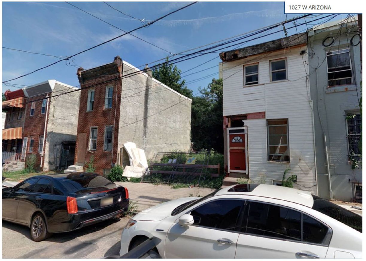 1027 West Arizona Street. Site conditions prior to redevelopment. Credit: KCA Design Associates via the City of Philadelphia