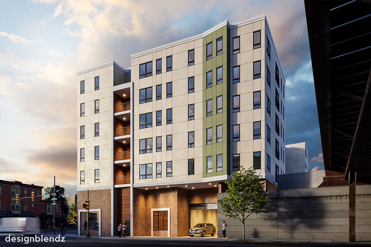 Rendering of 2001 E Lehigh Ave — 2001 East Lehigh Avenue Plans Call for a Six-Story, 146-Unit Mixed-Use Building With Below-Grade Parking