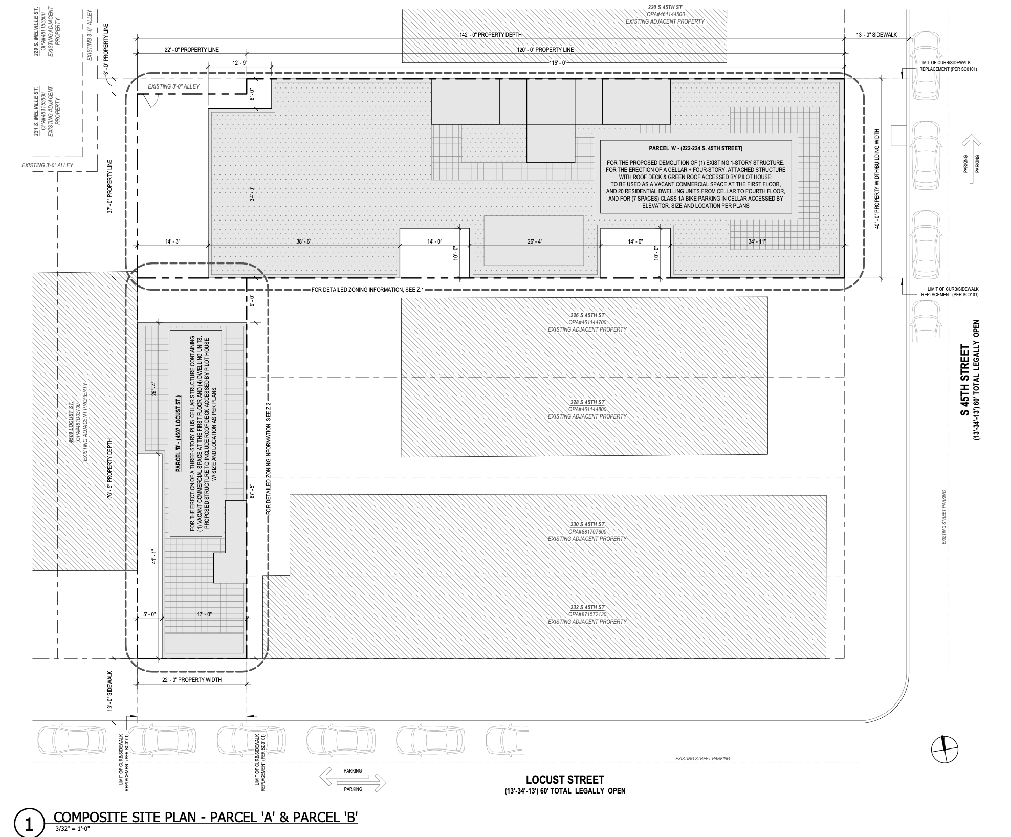 222-224 South 45th Street Composite Site Plan Parcels A & B