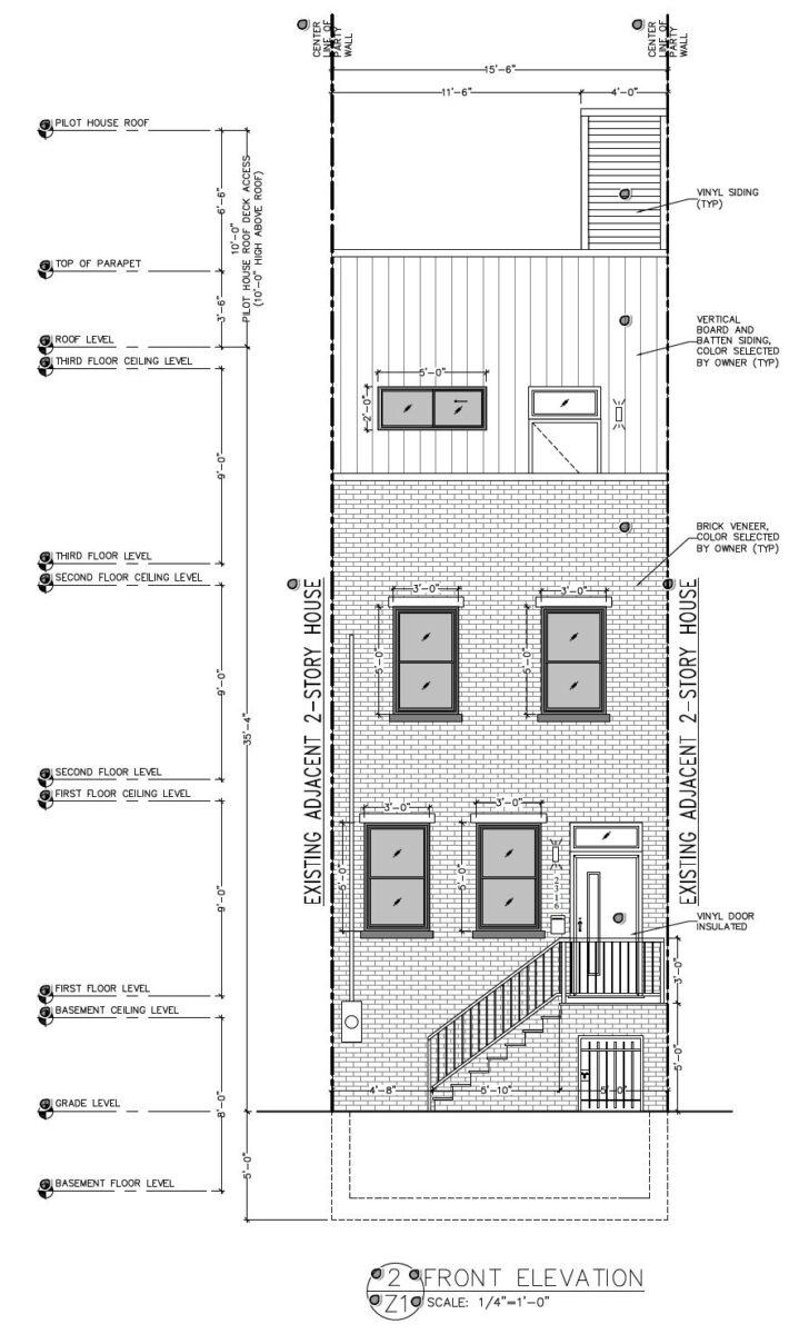 2316 Dickinson Street. Front building elevation. Credit: Philly Plans via the City of Philadelphia
