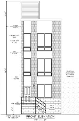 2620 East Harold Street. Front building elevation. Credit: Here's The Plan, LLC via the City of Philadelphia