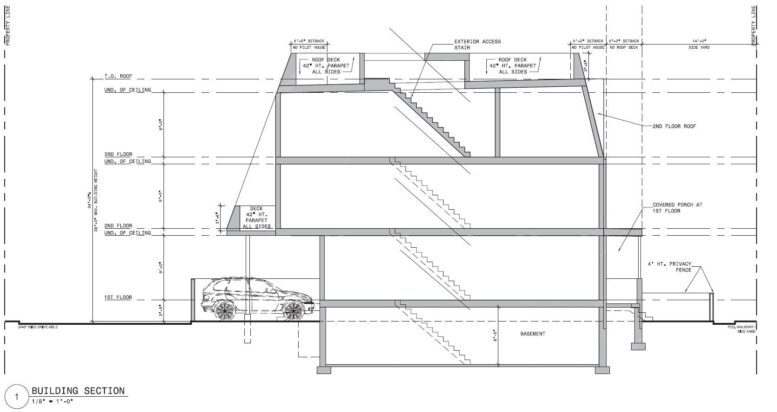 6115 Osceola Street. Building section. Credit: KJO Architecture via the City of Philadelphia