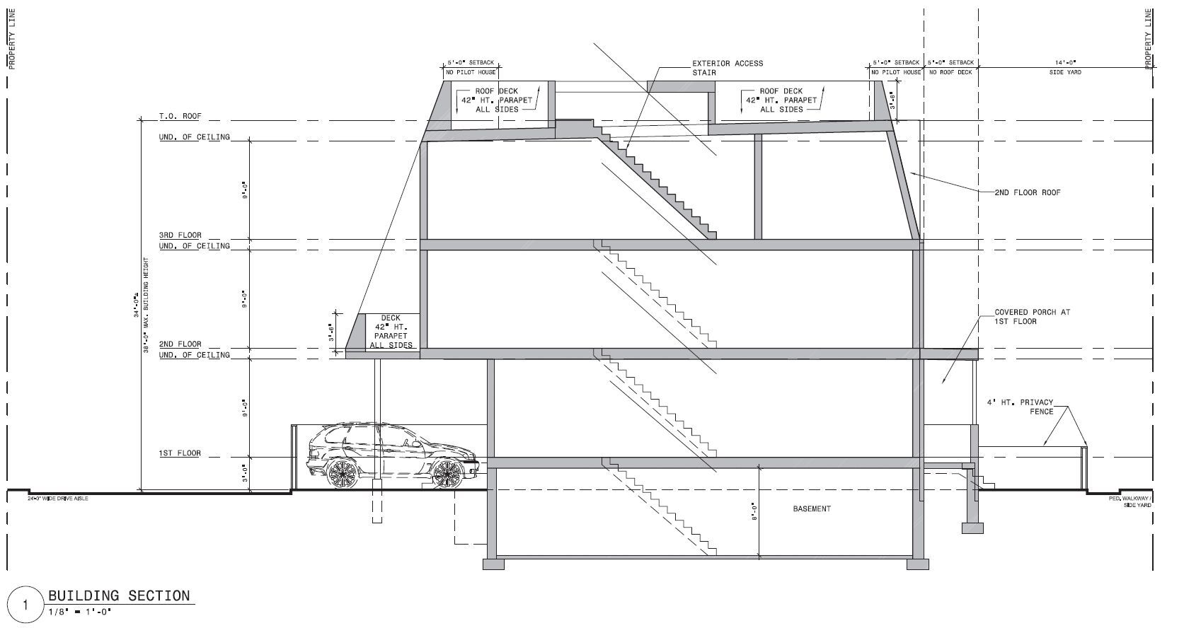 6115 Osceola Street. Building section. Credit: KJO Architecture via the City of Philadelphia