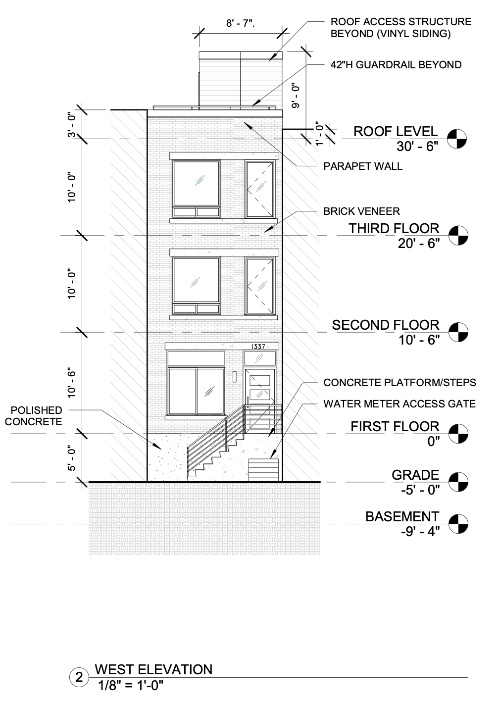 1337 South Bouvier Street West Elevation