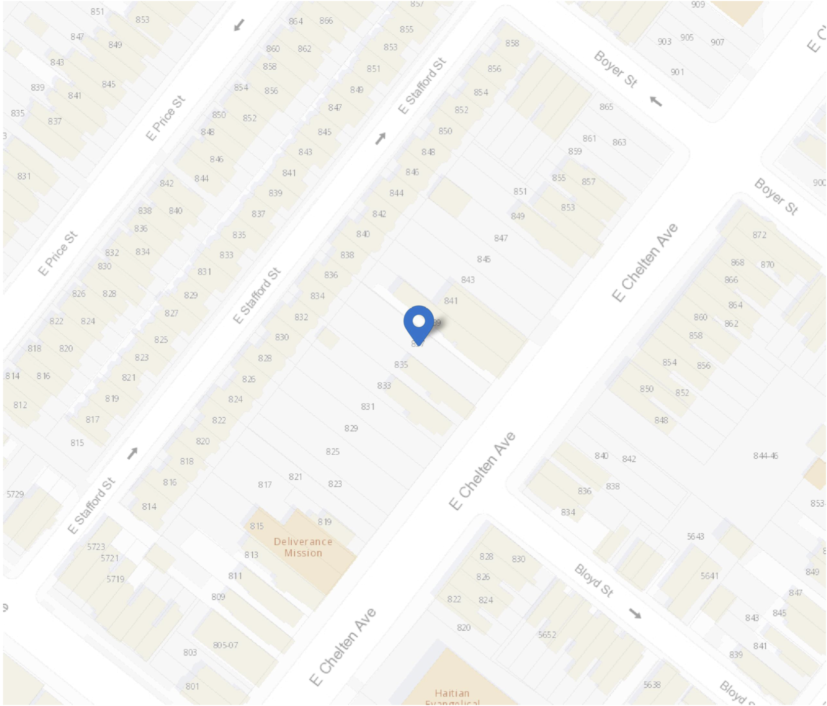 837 East Chelten Avenue Location Map