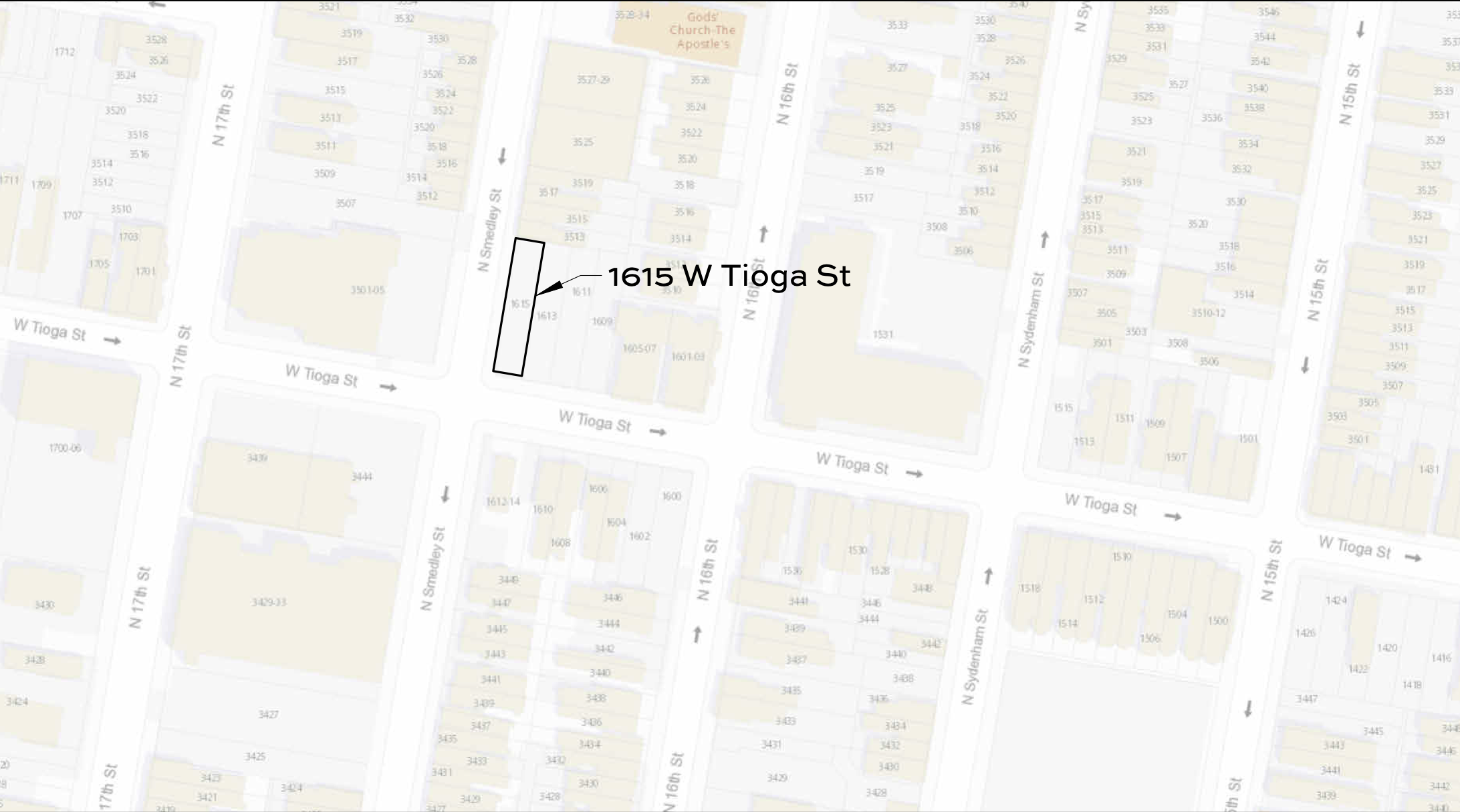1615 West Tioga Street Location Map
