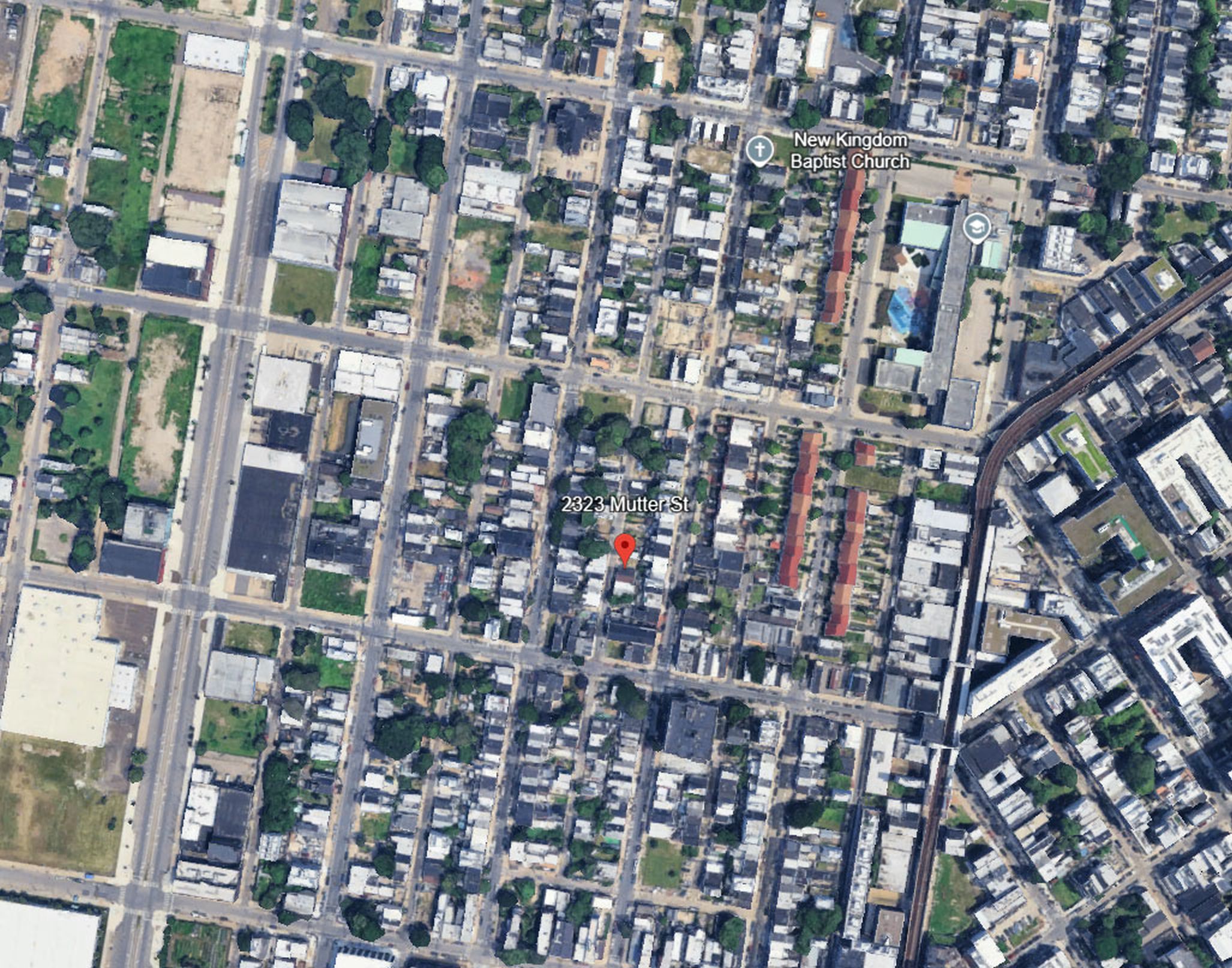 2323 Mutter Street, Philadelphia. Aerial view prior to redevelopment. Credit: Here's The Plan, LLC via a zoning permit submitted to the City of Philadelphia.