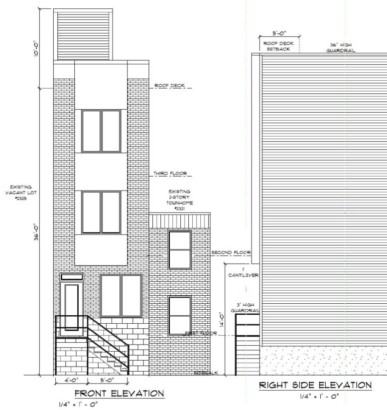 2323 Mutter Street, Philadelphia. Proposed building elevations. Credit: Here's The Plan, LLC via a zoning permit submitted to the City of Philadelphia.