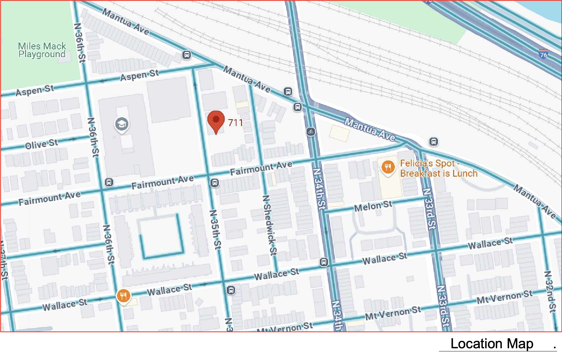 711 North 35th Street Location Map