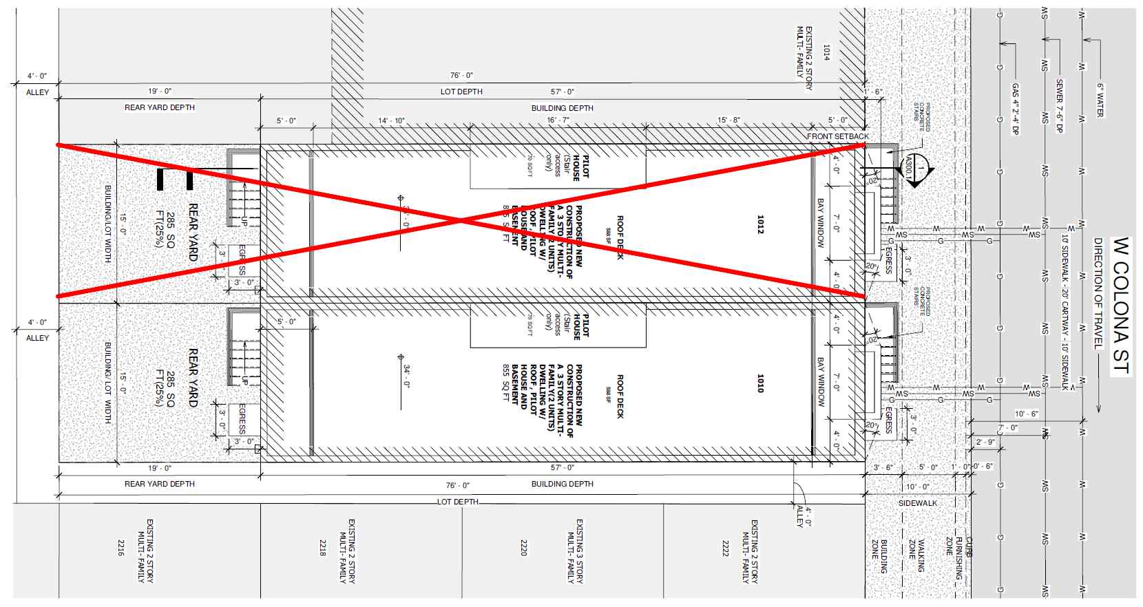 1010 West Colona Street, Philadelphia. Proposed site plan. Credit: Plato Studio via a zoning permit submitted to the City of Philadelphia.