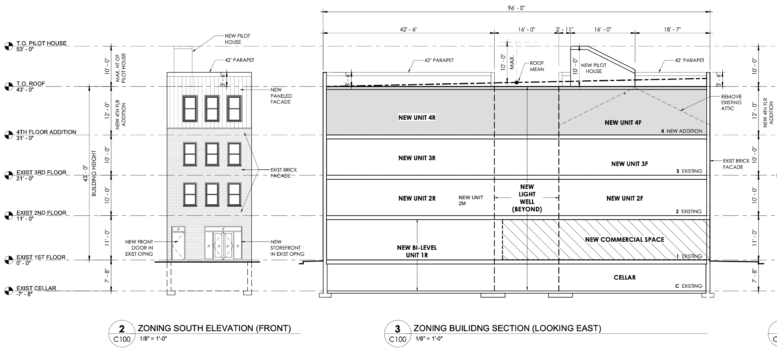 1215 Race Street North Elevation and Section