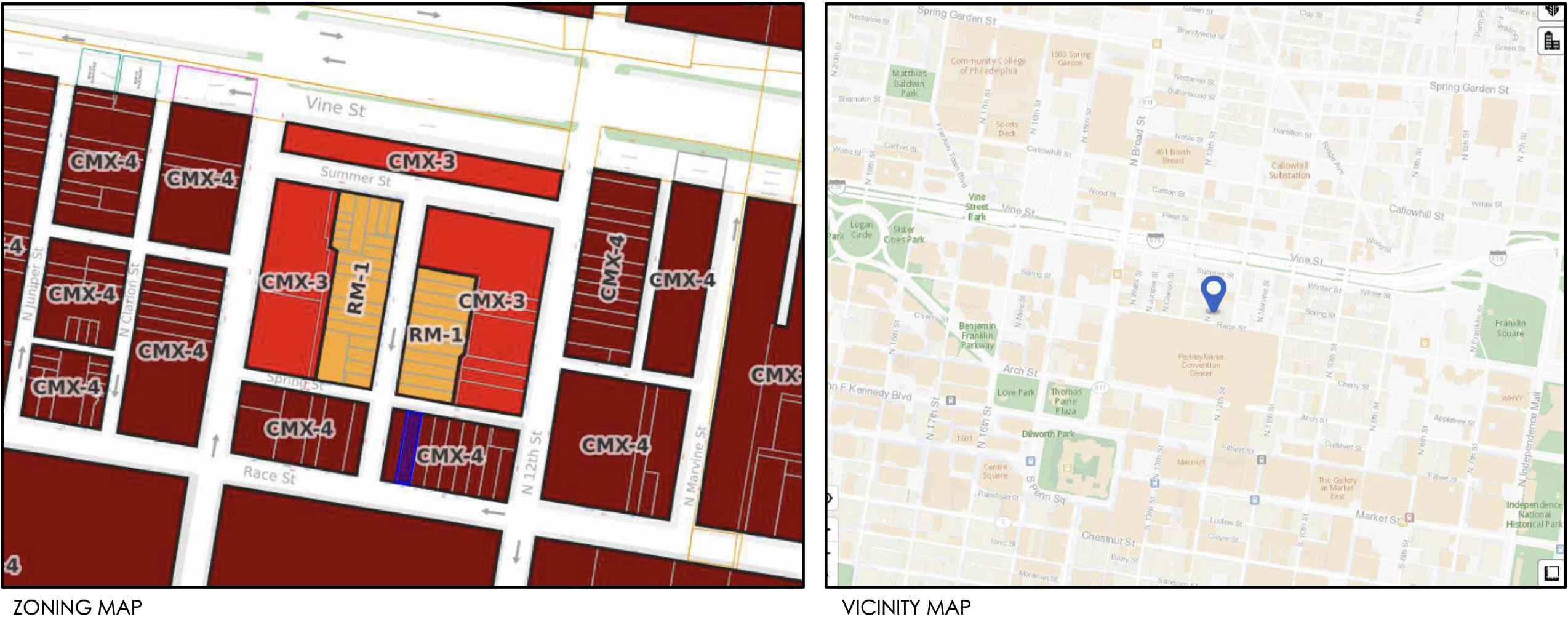 1215 Race Street Site and Zoning Map
