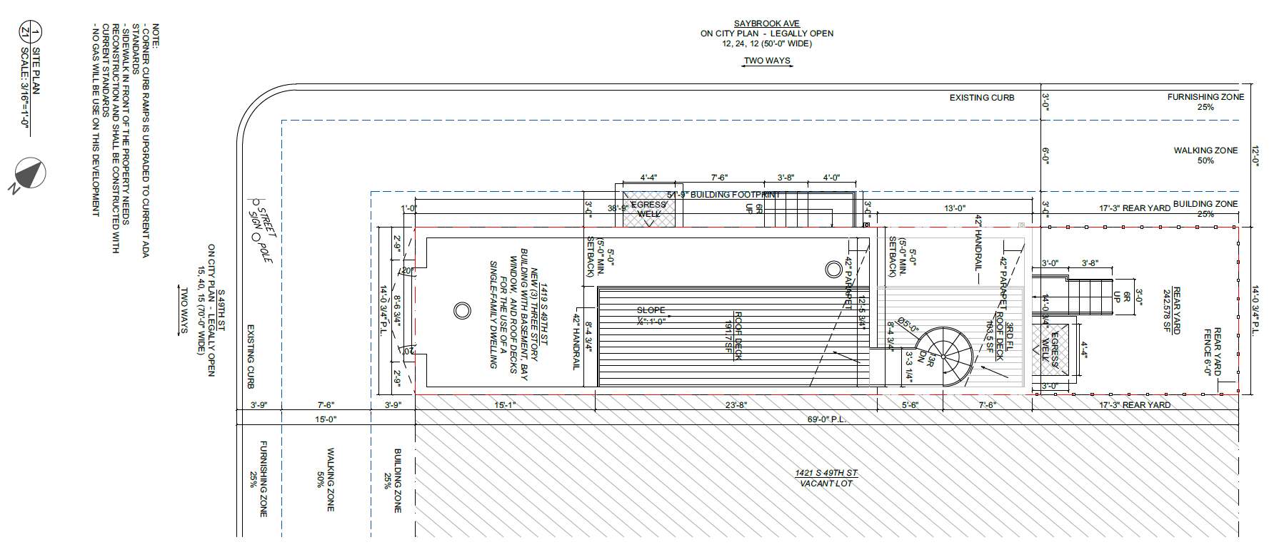 1419 South 49th Street, Philadelphia. Proposed site plan. Credit: JT Ran Expediting via a zoning permit submitted to the City of Philadelphia.
