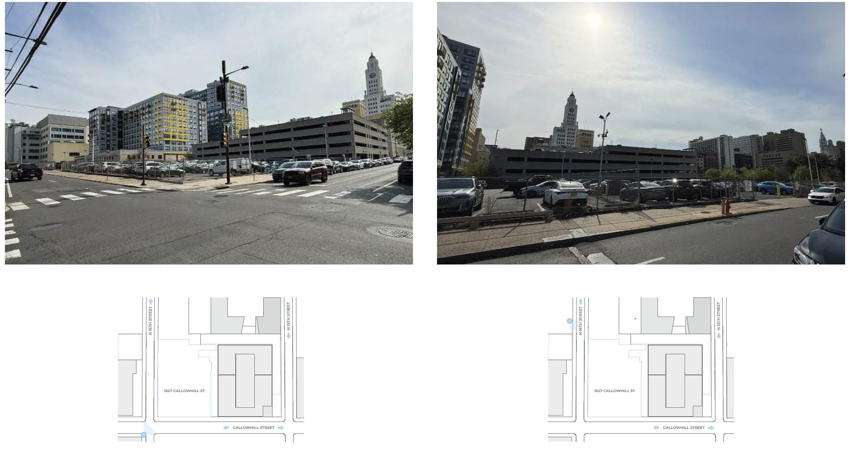 1527 Callowhill Street. Site and urban context photos. Credit: Designblendz Architecture via the Civic Design Review by the Philadelphia City Planning Commission and the Department of Planning and Development.