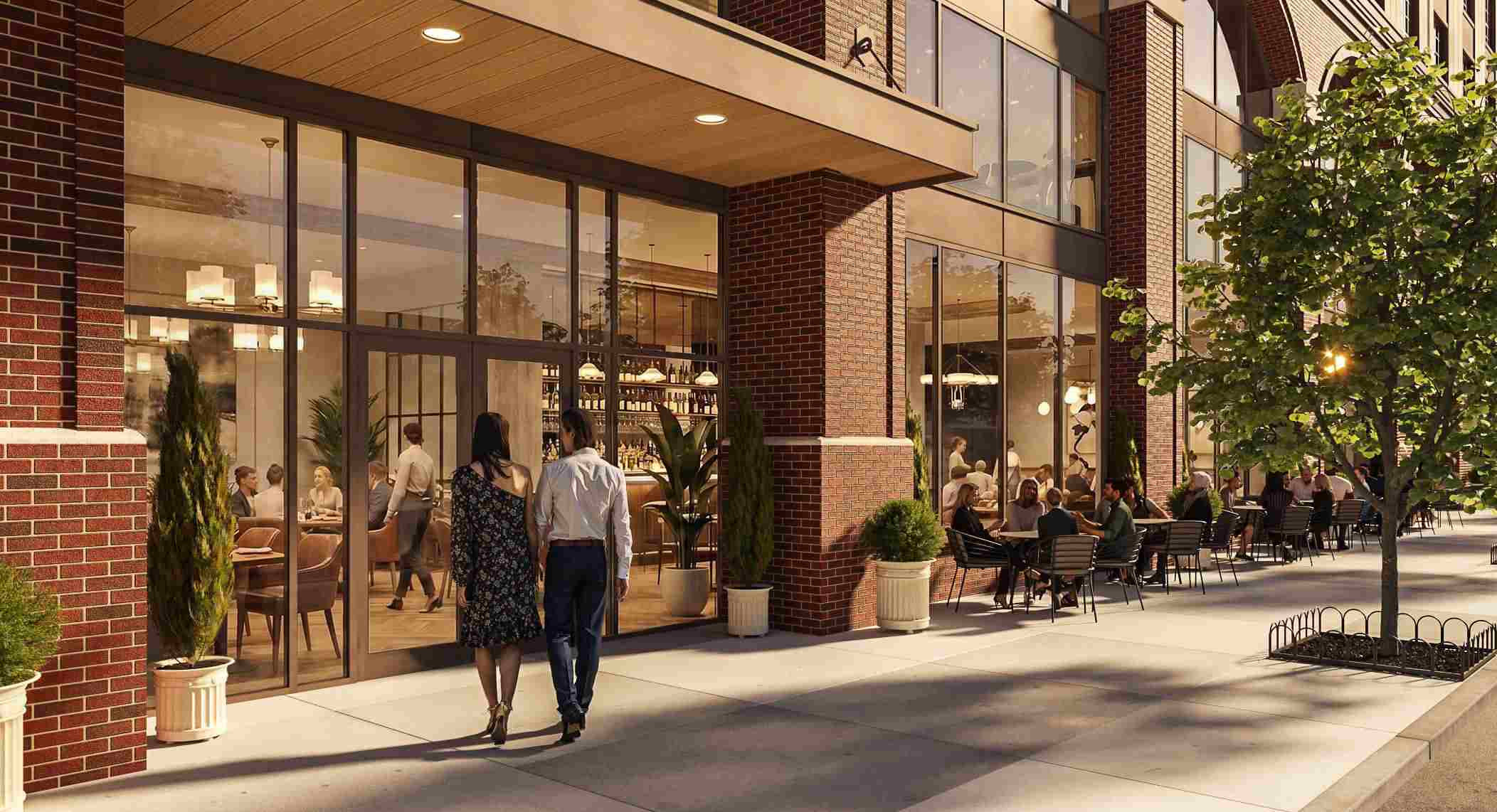 1527 Callowhill Street. Building elevation rendering - commercial entry. Credit: Designblendz Architecture via the Civic Design Review by the Philadelphia City Planning Commission and the Department of Planning and Development.