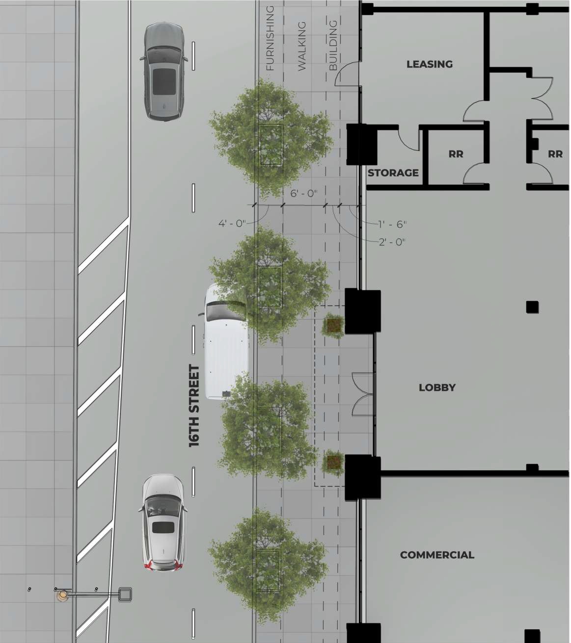 1527 Callowhill Street. Site plan detail - residential access. Credit: Designblendz Architecture via the Civic Design Review by the Philadelphia City Planning Commission and the Department of Planning and Development.