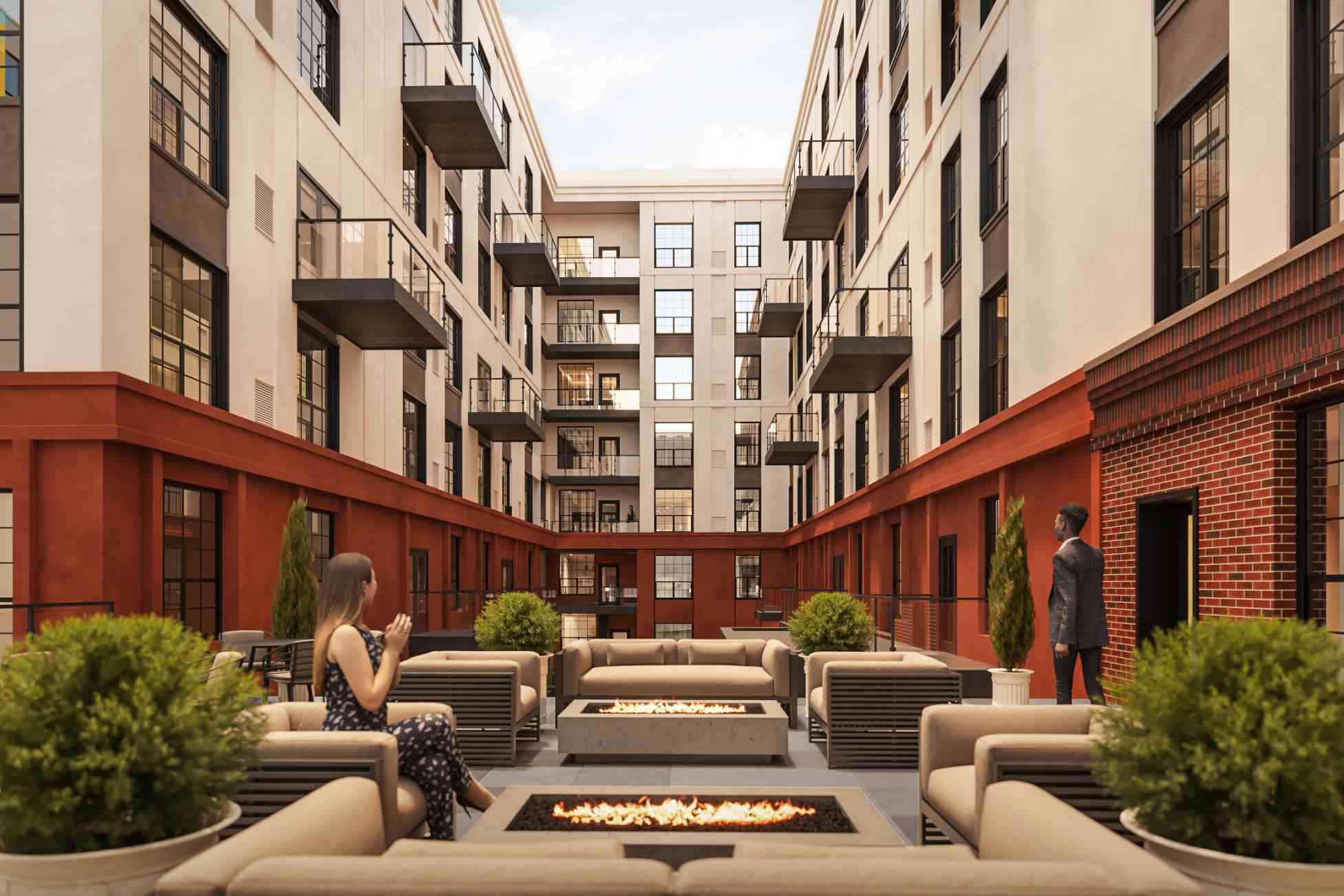 1527 Callowhill Street. Courtyard rendering. Credit: Designblendz Architecture via the Civic Design Review by the Philadelphia City Planning Commission and the Department of Planning and Development.