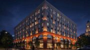 1527 Callowhill Street. Nighttime building rendering. Credit: Designblendz Architecture via the Civic Design Review by the Philadelphia City Planning Commission and the Department of Planning and Development.