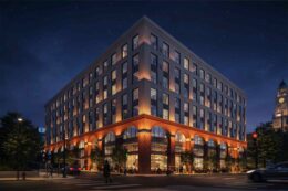 1527 Callowhill Street. Nighttime building rendering. Credit: Designblendz Architecture via the Civic Design Review by the Philadelphia City Planning Commission and the Department of Planning and Development.