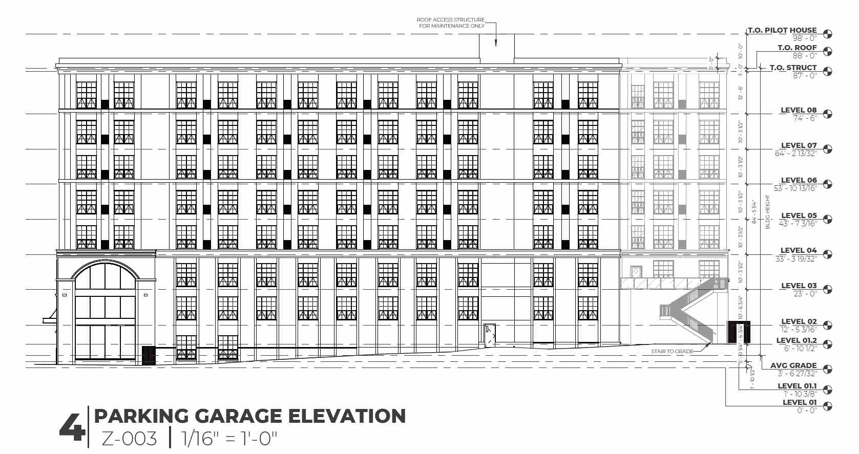 1527 Callowhill Street. Building elevation (parking garage). Credit: Designblendz Architecture via the Civic Design Review by the Philadelphia City Planning Commission and the Department of Planning and Development.