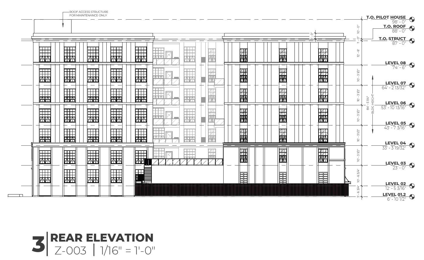 1527 Callowhill Street. Building elevation (rear). Credit: Designblendz Architecture via the Civic Design Review by the Philadelphia City Planning Commission and the Department of Planning and Development.