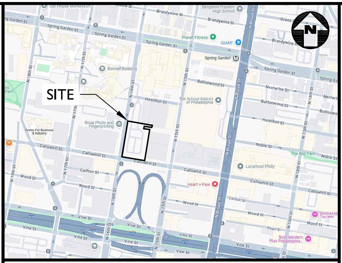 1527 Callowhill Street, Philadelphia. Project location map. Credit: Colliers Engineering Design via a zoning permit submitted to the City of Philadelphia.