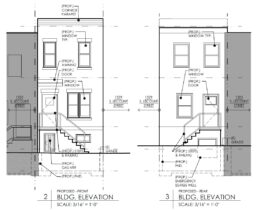 1527 South Lecount Street, Philadelphia. Proposed front and rear building elevations. Credit: IS-DG Architecture via a zoning permit submitted to the City of Philadelphia.