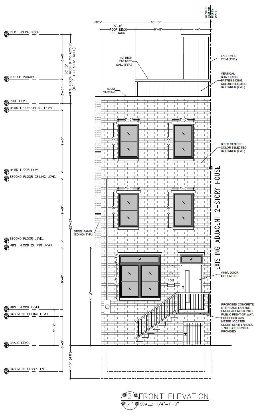 1601 South Taylor Street, Philadelphia. Proposed front building elevation. Credit: Philly Plans via a zoning permit submitted to the City of Philadelphia.