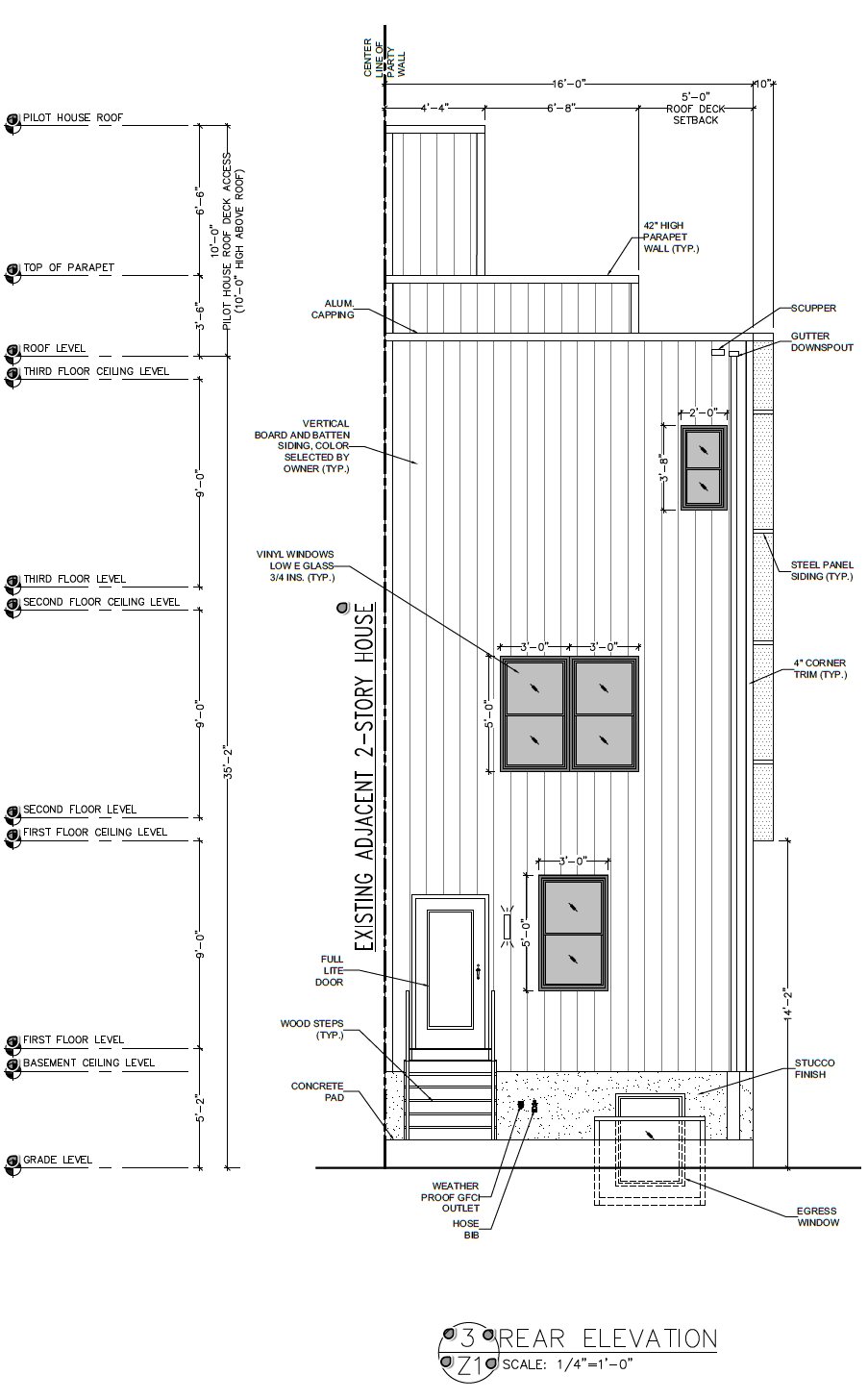 1601 South Taylor Street, Philadelphia. Proposed rear building elevation. Credit: Philly Plans via a zoning permit submitted to the City of Philadelphia.