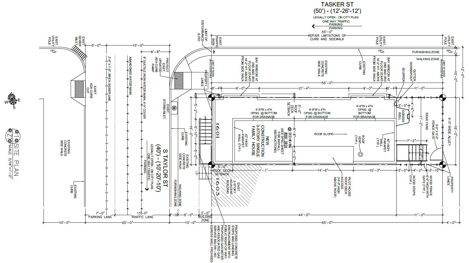 1601 South Taylor Street, Philadelphia. Proposed site plan. Credit: Philly Plans via a zoning permit submitted to the City of Philadelphia.