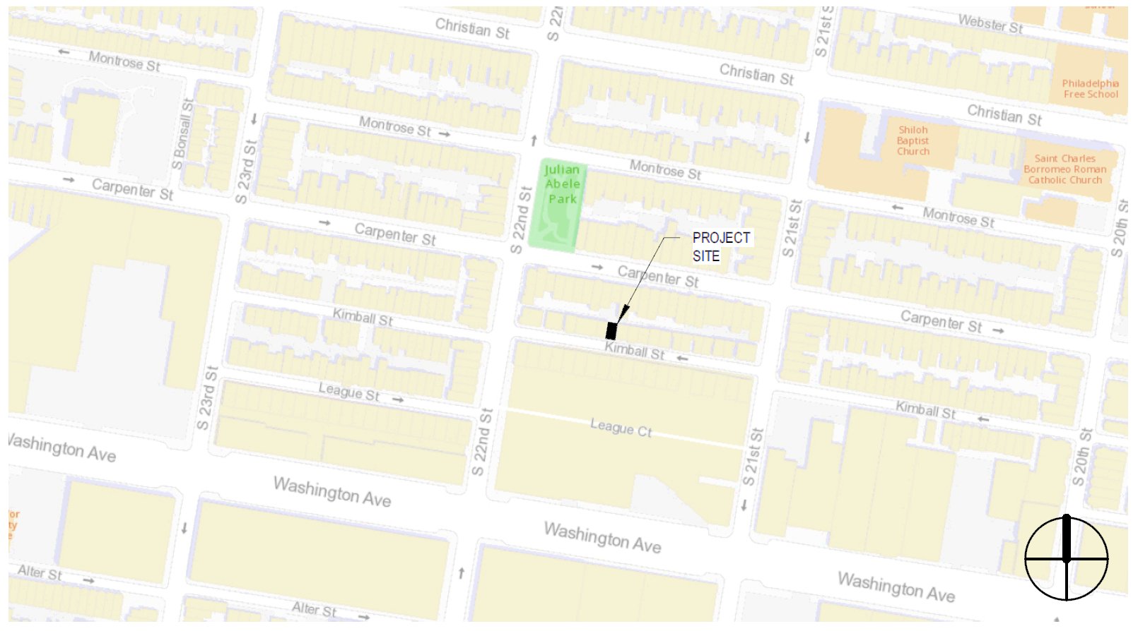 2127 Kimball Street, Philadelphia. Project map. Credit: Gnome Architects via a zoning permit submitted to the City of Philadelphia.