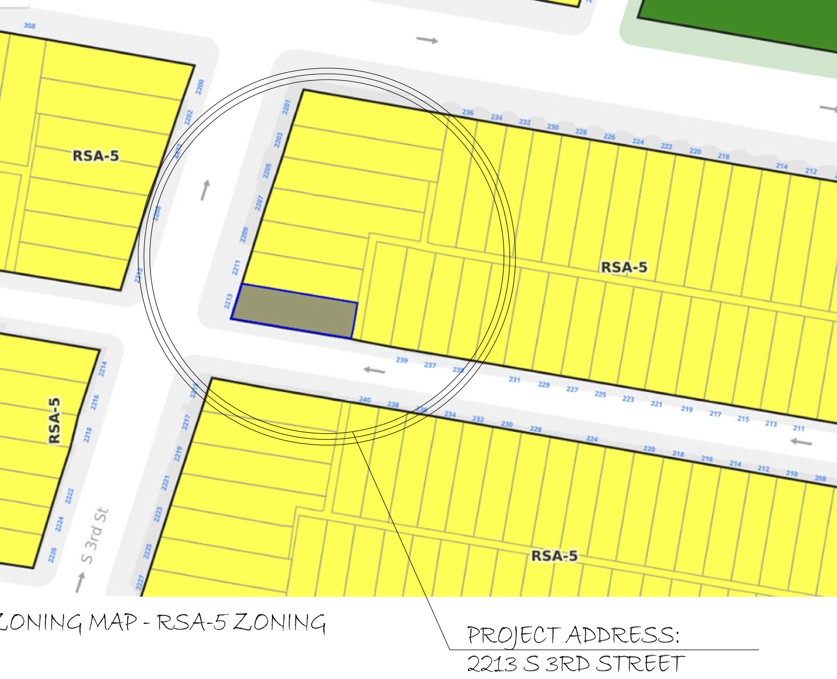 2213 South 3rd Street Zoning Map
