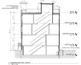 518 South 17th Street, Philadelphia. Proposed building section. Credit: A2 Design Group via a zoning permit submitted to the City of Philadelphia.