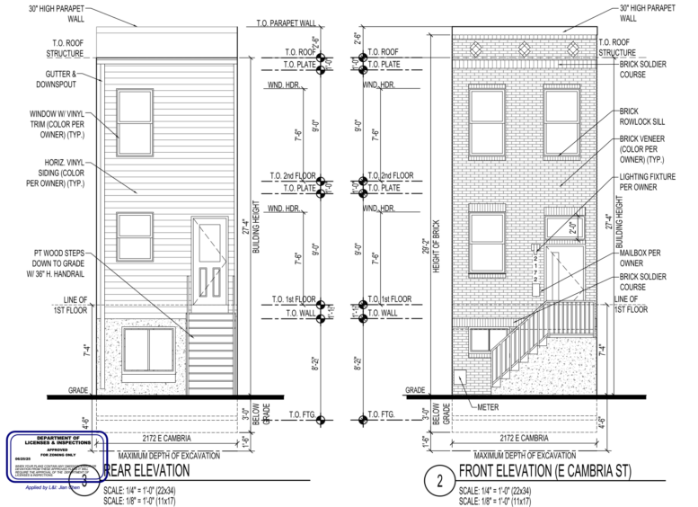 2172 East Cambria Street Elevations