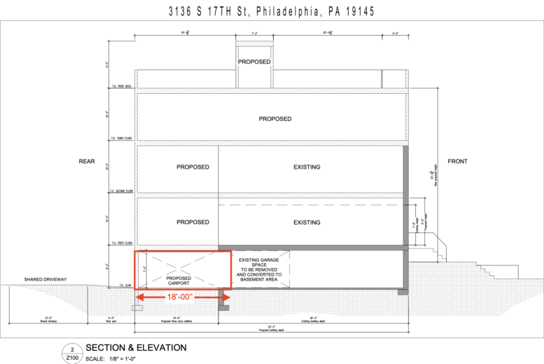 3136 South 17th Street Section-Elevation