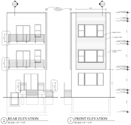 128 East Phil Ellena Street Front and Rear Elevations