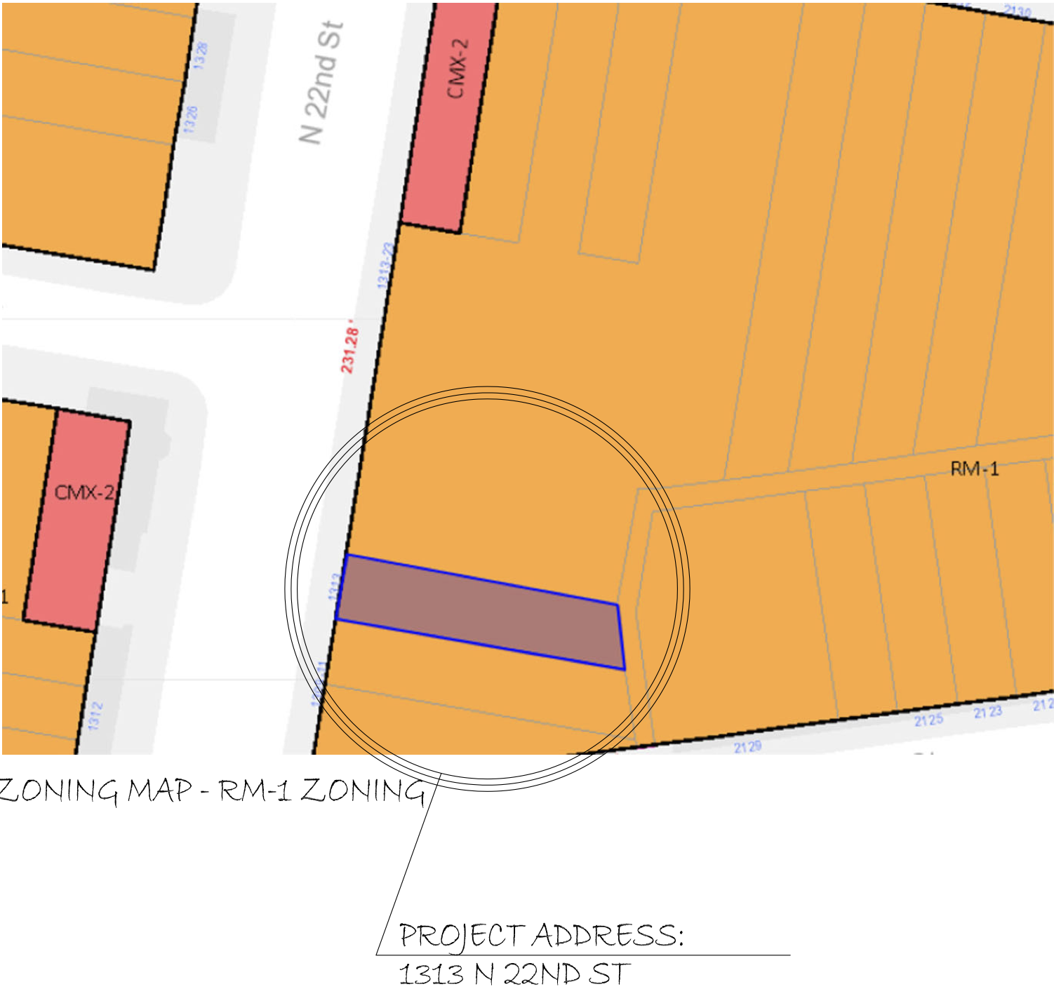 1313 North 22nd Street Zoning Map