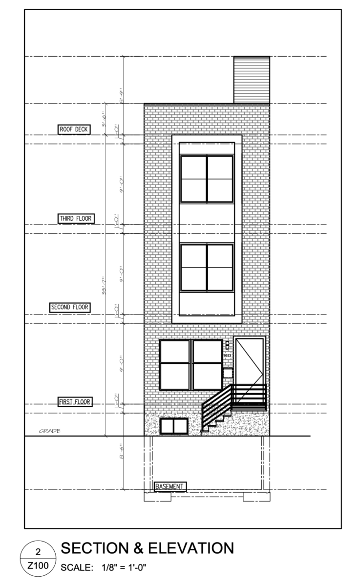 1653 South LeCount Street Section-Elevation
