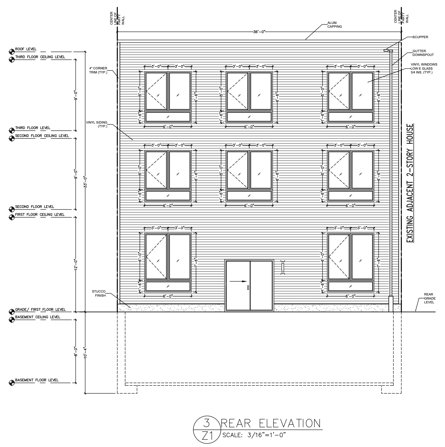 2909 Ridge Avenue Rear Elevation