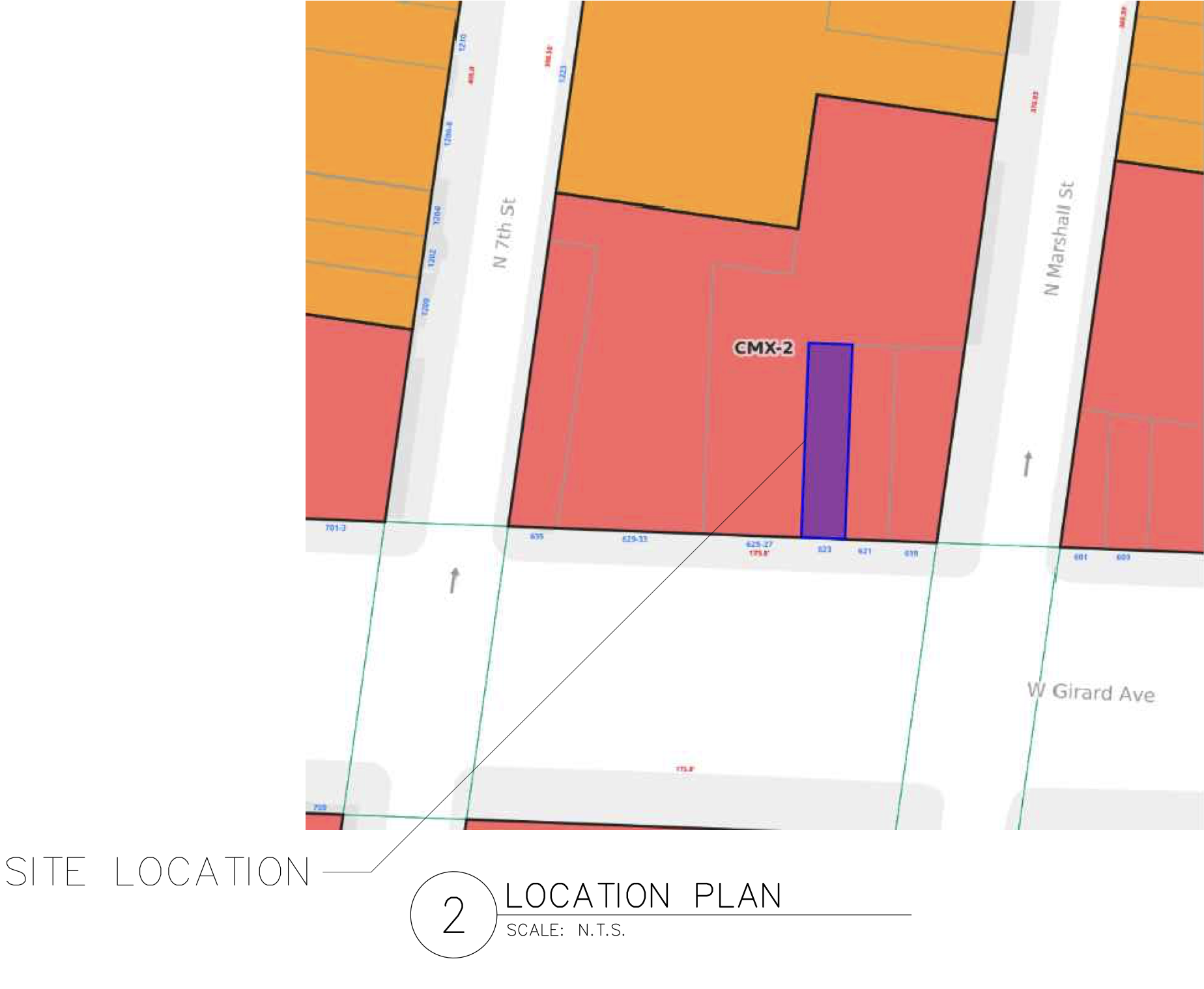 621 West Girard Avenue Location Map