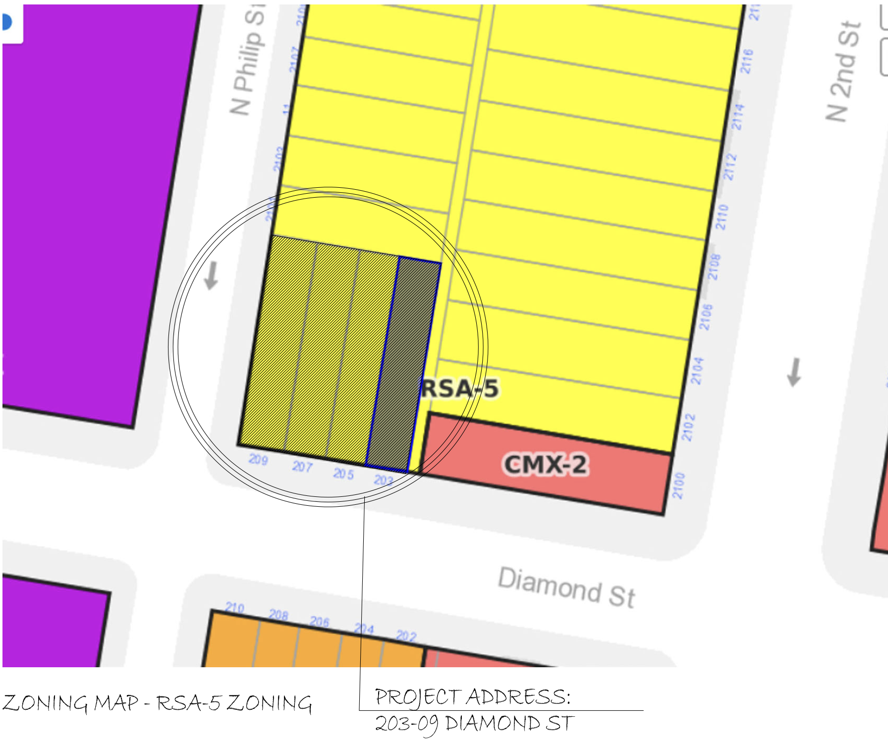 203-09 Diamond Street Zoning Map