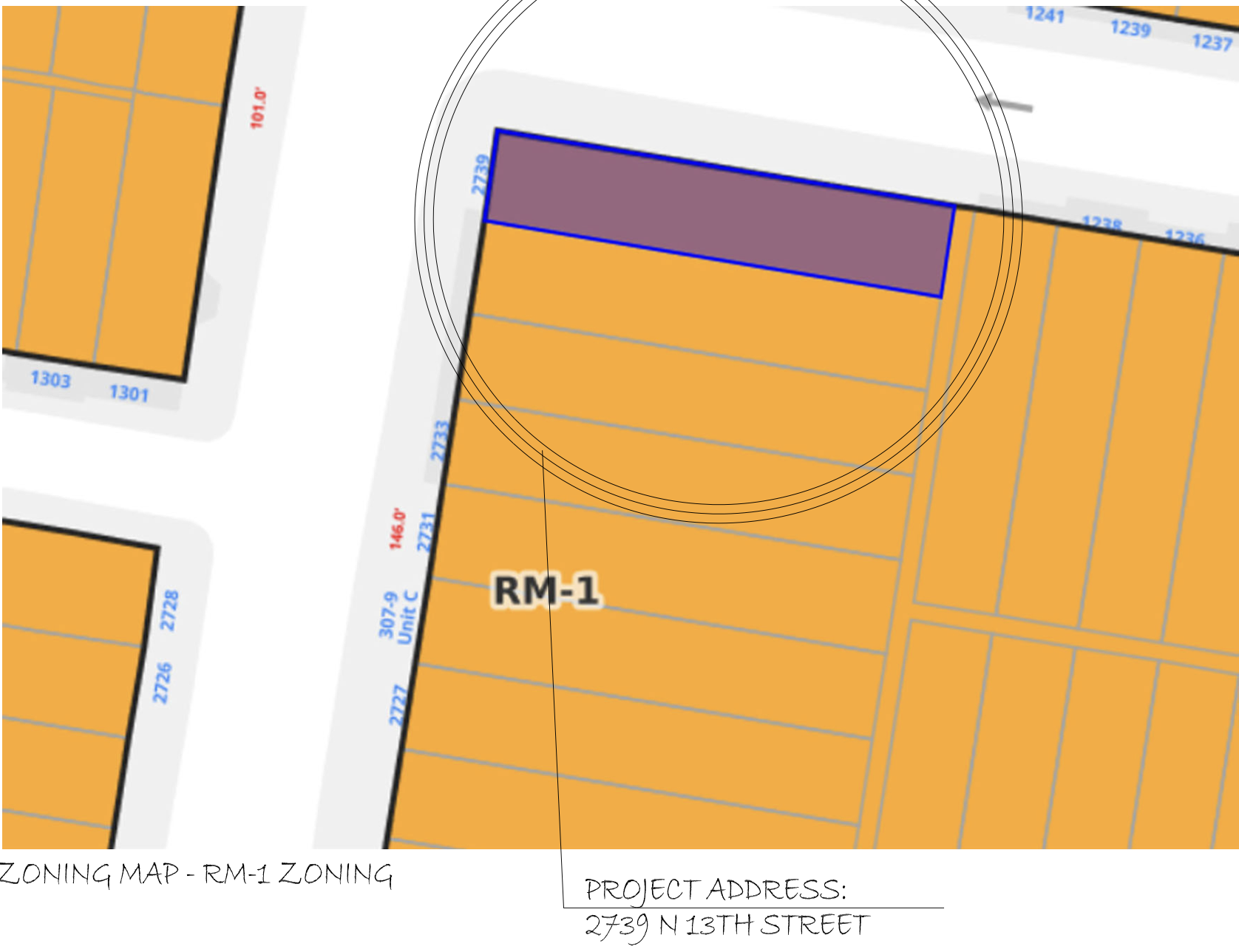 2739 North 13th Street Zoning Map
